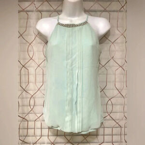 EXPRESS Mint Green Beaded/Gem Haltered Top Size XS